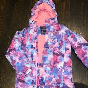 Vibrant Pink and Purple Kids Puffer Jacket